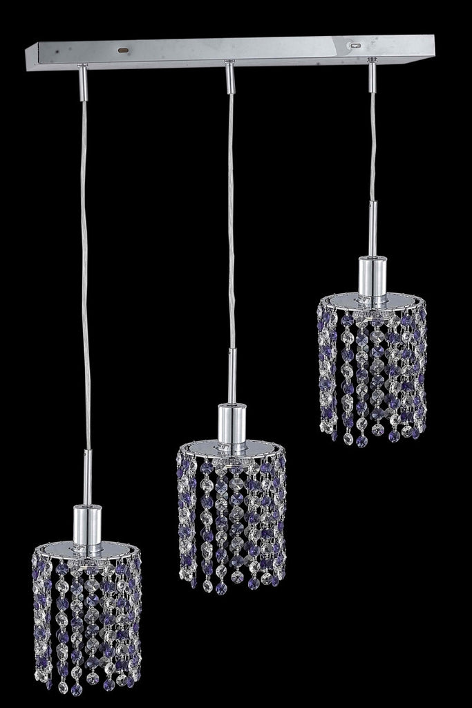 C121-1383D-O-R-LT/RC By Elegant Lighting Mini Collection 3 Light Pendants Chrome Finish