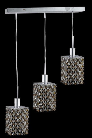 C121-1383D-O-S-JT/RC By Elegant Lighting Mini Collection 3 Light Pendants Chrome Finish