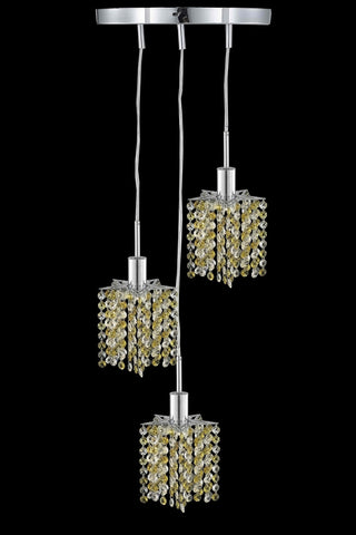 C121-1383D-R-P-LT/RC By Elegant Lighting Mini Collection 3 Light Pendants Chrome Finish