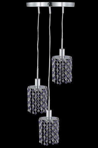 C121-1383D-R-R-TO/RC By Elegant Lighting Mini Collection 3 Light Pendants Chrome Finish