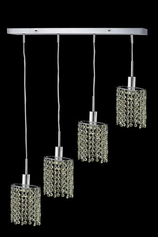 C121-1384D-O-E-LP/RC By Elegant Lighting Mini Collection 4 Light Pendants Chrome Finish