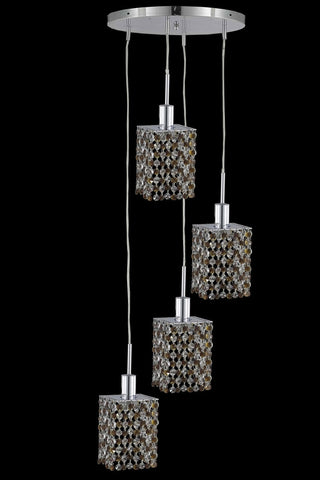 C121-1384D-R-S-LP/RC By Elegant Lighting Mini Collection 4 Light Chandeliers Chrome Finish