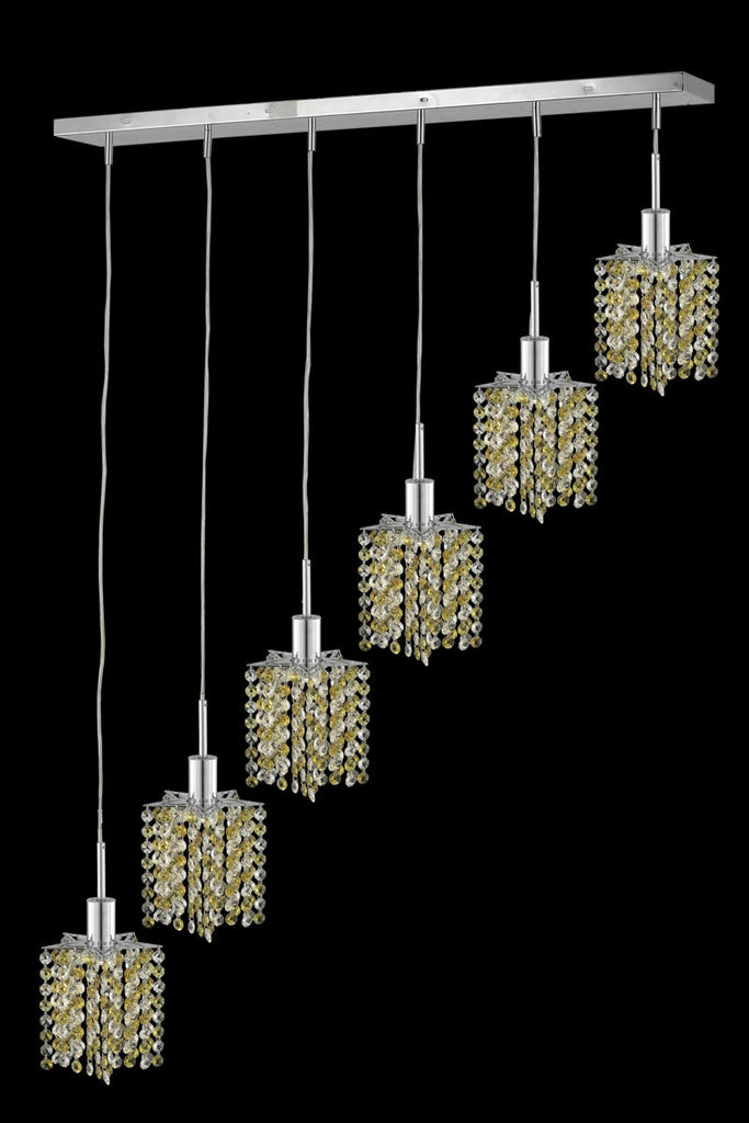 C121-1386D-O-P-LT/RC By Elegant Lighting Mini Collection 6 Light Chandeliers Chrome Finish