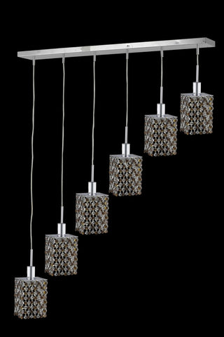 C121-1386D-O-S-TO/RC By Elegant Lighting Mini Collection 6 Light Chandeliers Chrome Finish