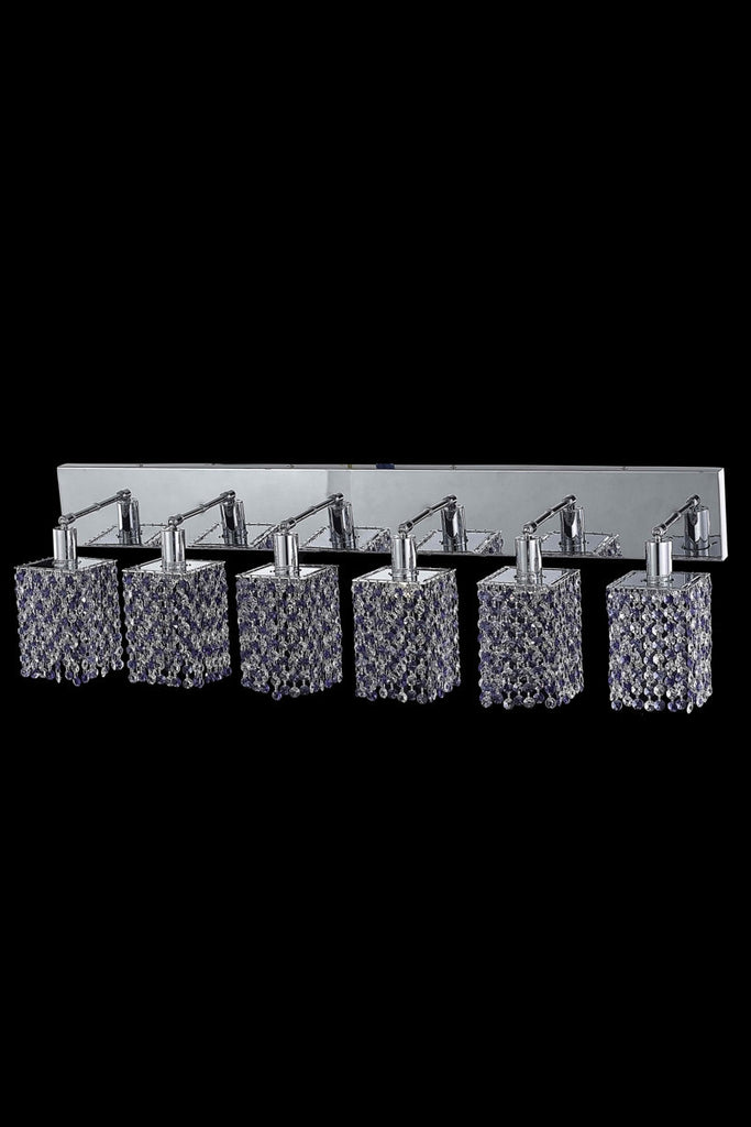 C121-1386W-O-S-LT/RC By Elegant Lighting Mini Collection 6 Light Wall Sconces Chrome Finish