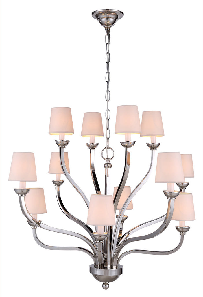 C121-1400D34PN By Elegant Lighting - Vineland Collection Polished Nickel Finish 12 Lights Pendant lamp