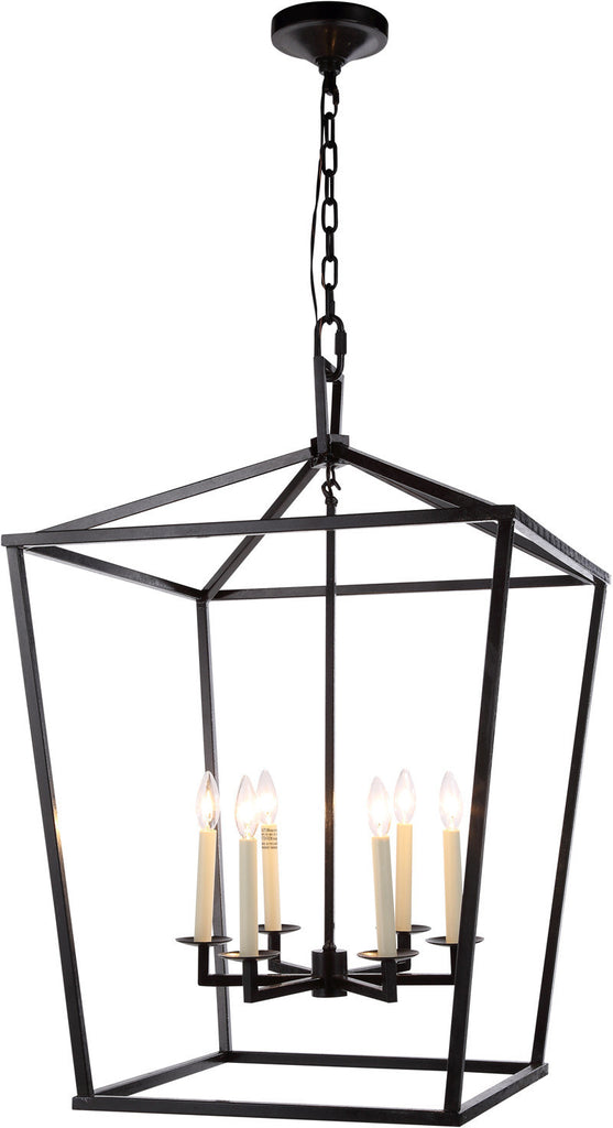 C121-1422D24VB By Elegant Lighting - Denmark Collection Vintage Bronze Finish 6 Lights Pendant Lamp