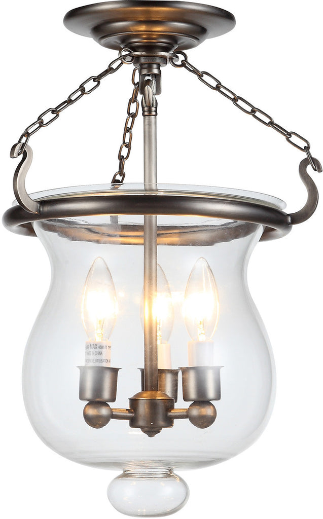 C121-1424F12VN By Elegant Lighting - Seneca Collection Vintage Nickel Finish 3 Lights Flush Mount