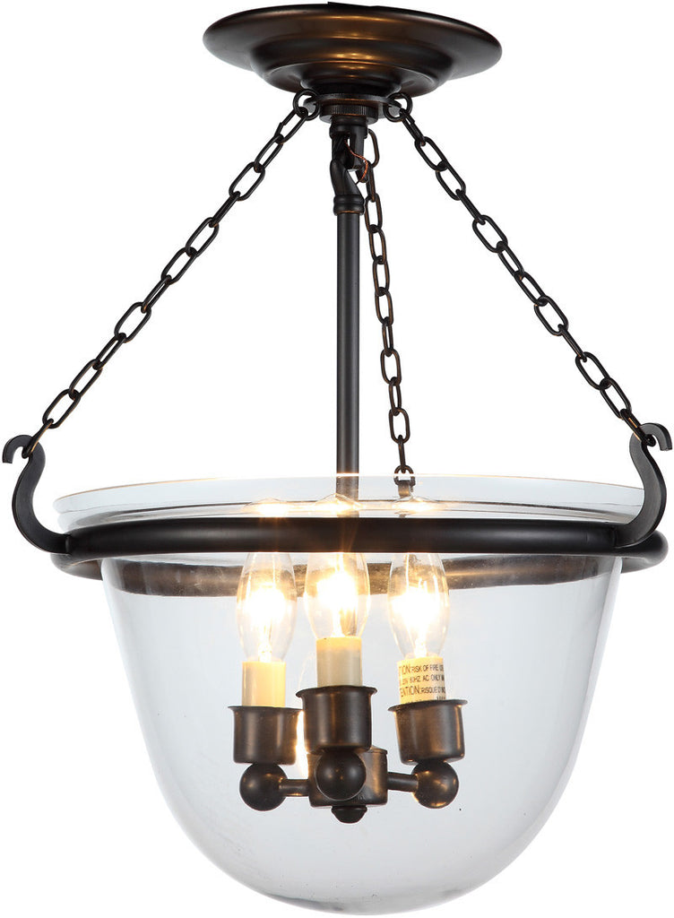 C121-1425F13BZ By Elegant Lighting - Seneca Collection Bronze Finish 3 Lights Flush Mount