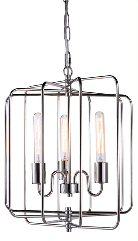 C121-1454D16PN By Elegant Lighting - Lewis Collection Polished Nickel Finish 3 Lights Pendant lamp