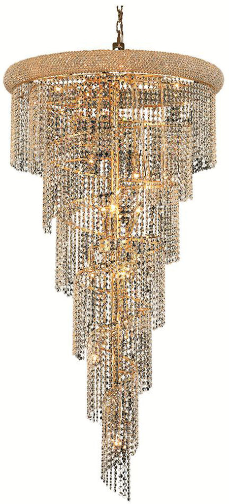 ZC121-V1801SR30G/EC By Elegant Lighting - Spiral Collection Gold Finish 22 Lights Foyer/Hallway