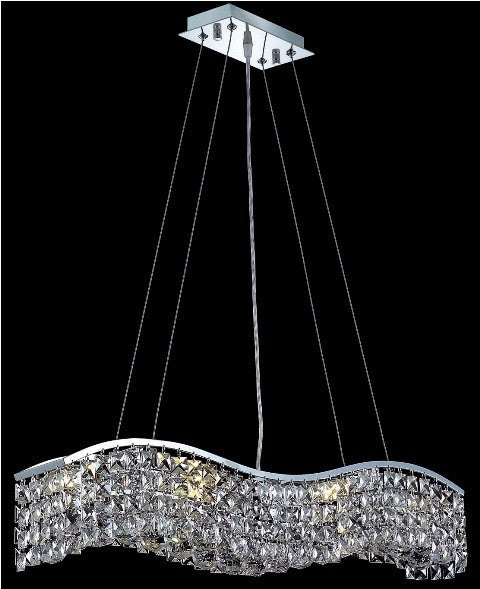 C121-2041D30C/RC By Elegant Lighting Contour Collection 6 Light Chandeliers Chrome Finish