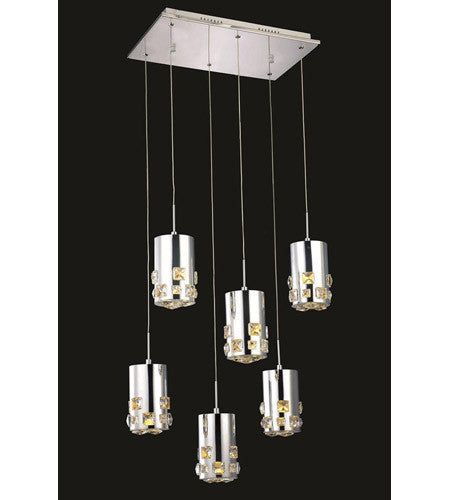 C121-2055D6O/RC By Elegant Lighting Broadway Collection 6 Light Pendant Chrome Finish