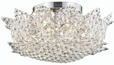 C121-2083F16C/EC By Elegant Lighting - Lotus Collection Chrome Finish 6 Lights Flush Mount