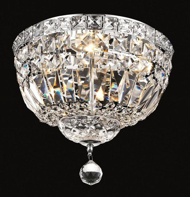 ZC121-V2528F12C/EC By Elegant Lighting - Tranquil Collection Chrome Finish 4 Lights Flush Mount