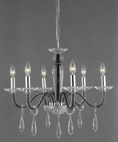 C121-6906D23B/EC By Elegant Lighting Avalon Collection 6 Light Chandeliers Black Finish