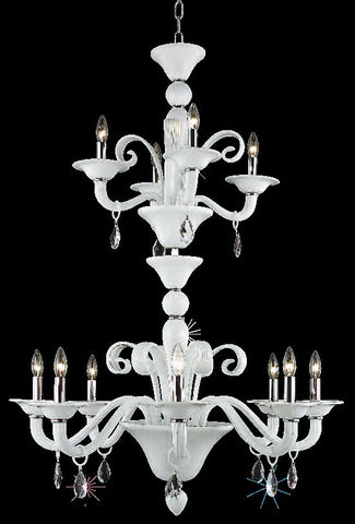 C121-7812G36WH/RC By Elegant Lighting Muse Collection 12 Light Chandeliers White Finish