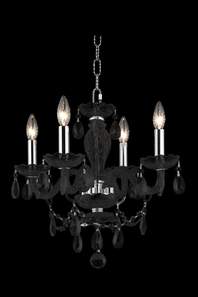 C121-7834D17B/RC By Elegant Lighting Princeton Collection 4 Light Chandeliers Black Finish