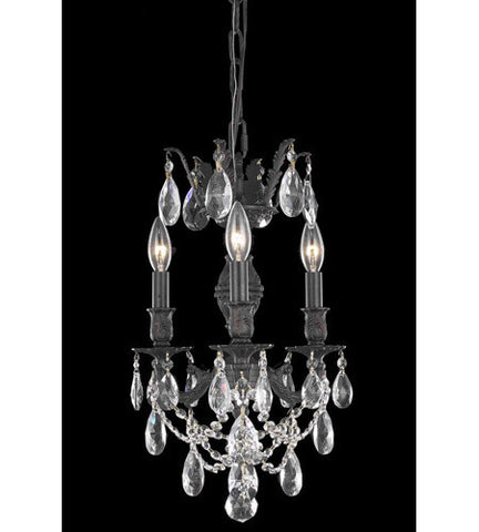 C121-8503D13DB/RC By Elegant Lighting Marseille Collection 3 Light Dining Room Dark Bronze Finish