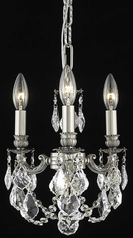 C121-9103D10PW/RC By Elegant Lighting Lillie Collection 3 Light Chandeliers Pewter Finish