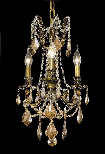 C121-9203D13AB-GT/RC By Elegant Lighting Rosalia Collection 3 Lights Chandelier Antique Bronze Finish