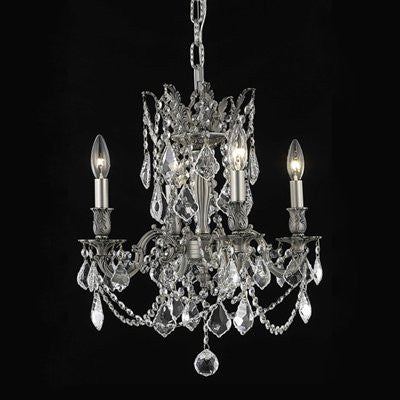 C121-9204D17DB-GT/RC By Elegant Lighting Rosalia Collection 4 Lights Chandelier Dark Bronze Finish