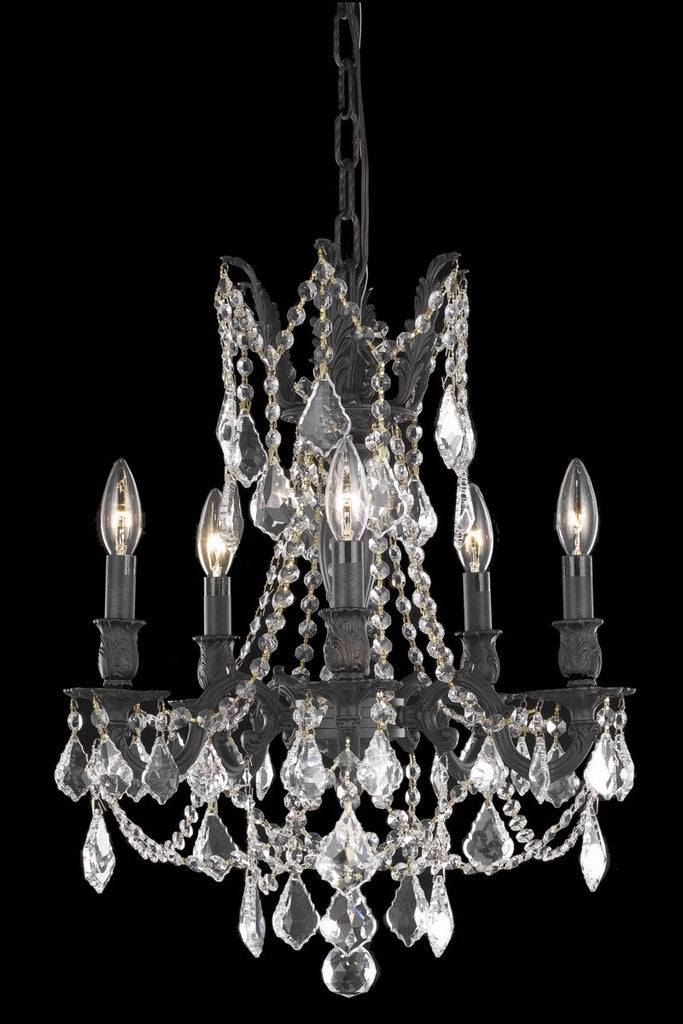 C121-9205D18DB/RC By Elegant Lighting Rosalia Collection 5 Light Chandeliers Dark Bronze Finish