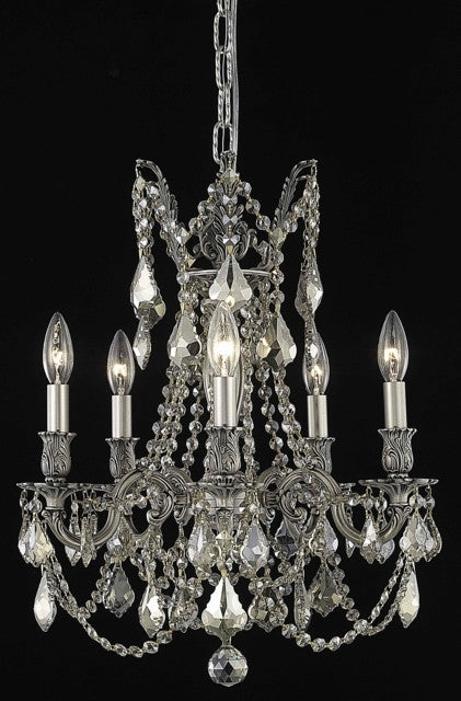 C121-9205D18PW-GT/RC By Elegant Lighting Rosalia Collection 5 Light Chandeliers Pewter Finish