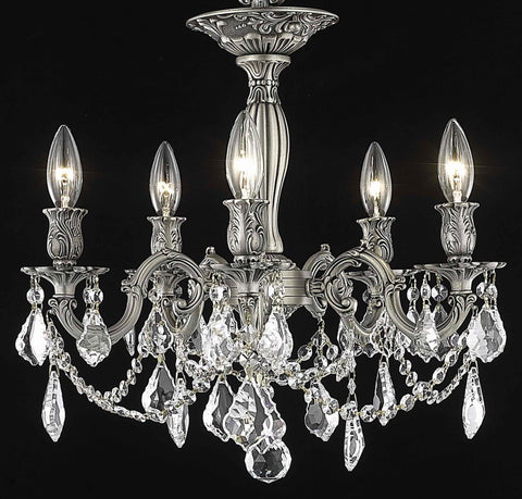 ZC121-9205F18PW/EC By Regency Lighting Rosalia Collection 5 Light Flushmount Pewter Finish