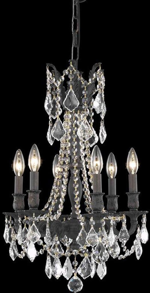 C121-9206D16DB/RC By Elegant Lighting Rosalia Collection 6 Light Pendant Dark Bronze Finish