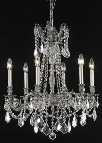 ZC121-9206D23PW/EC By Regency Lighting Rosalia Collection 6 Light Chandeliers Pewter Finish