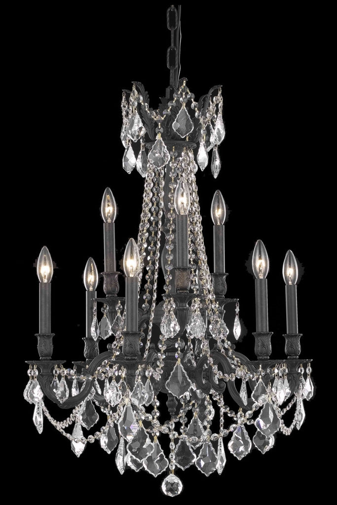 C121-9209D23DB/RC By Elegant Lighting Rosalia Collection 9 Light Chandeliers Dark Bronze Finish