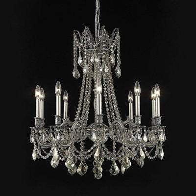 C121-9210D28DB-GT/RC By Elegant Lighting Rosalia Collection 10 Lights Chandelier Dark Bronze Finish