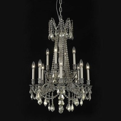 C121-9215D28DB-GT/RC By Elegant Lighting Rosalia Collection 15 Lights Chandelier Dark Bronze Finish