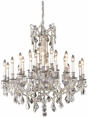 C121-9224D36PW/RC By Elegant Lighting Rosalia Collection 24 Light Dining Room Pewter Finish