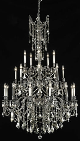 C121-9225G38PW-GT/RC By Elegant Lighting Rosalia Collection 25 Light Chandeliers Pewter Finish