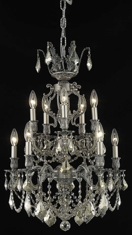 C121-9510D21PW-GT/RC By Elegant Lighting Marseille Collection 10 Light Chandeliers Pewter Finish