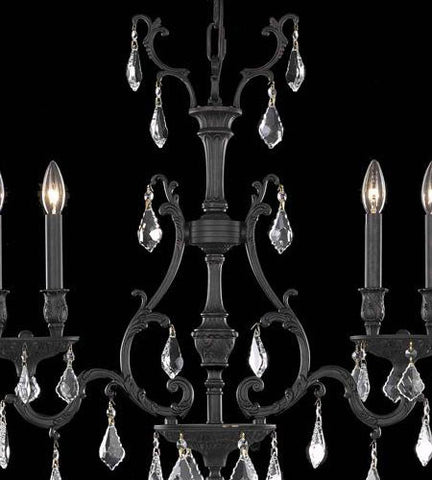 C121-9604D26DB+SH-1E31S/RC By Elegant Lighting Monarch Collection 4 Light pendant Dark Bronze Finish