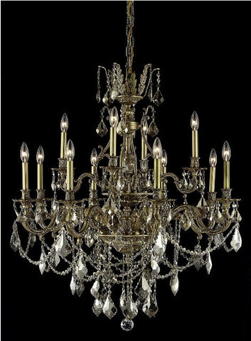 C121-9612D35FG-GT/RC By Elegant Lighting Monarch Collection 12 Light Chandeliers French Gold Finish