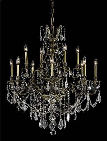 C121-9612D35PW/RC By Elegant Lighting Monarch Collection 12 Lights Chandelier Pewter Finish