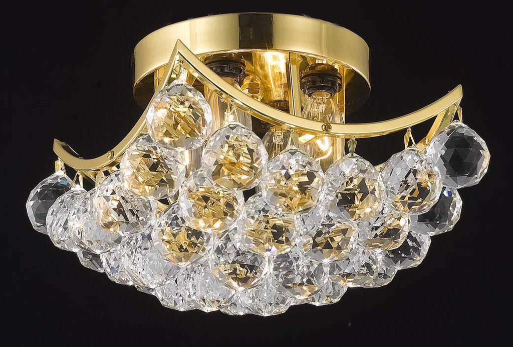 ZC121-V9800F10G/EC By Elegant Lighting Corona Collection 4 Light Flushmount Gold Finish