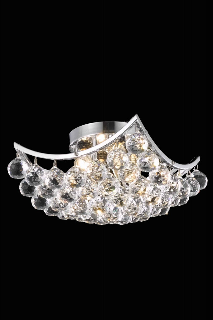 ZC121-V9800F12C/RC By Elegant Lighting Corona Collection 4 Light Flushmount Chrome Finish