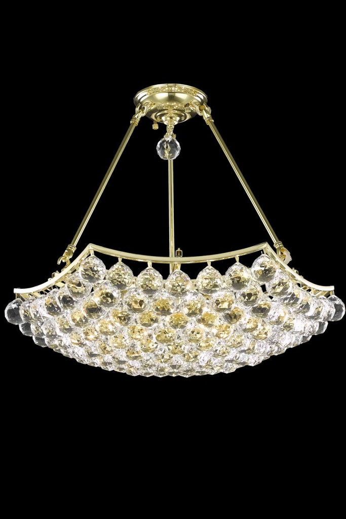 ZC121-V9802D22G/RC By Elegant Lighting Corona Collection 10 Light Flushmount Gold Finish