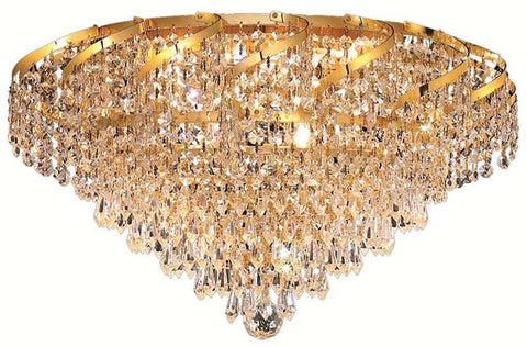 C121-ECA4F16G/RC By Elegant Lighting - Belenus Collection Gold Finish 6 Lights Flush Mount