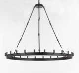 Wrought Iron Vintage Barn Metal Castile One Tier Chandelier Chandeliers Industrial Loft Rustic Lighting W 50" H 48" - G7-3428/24