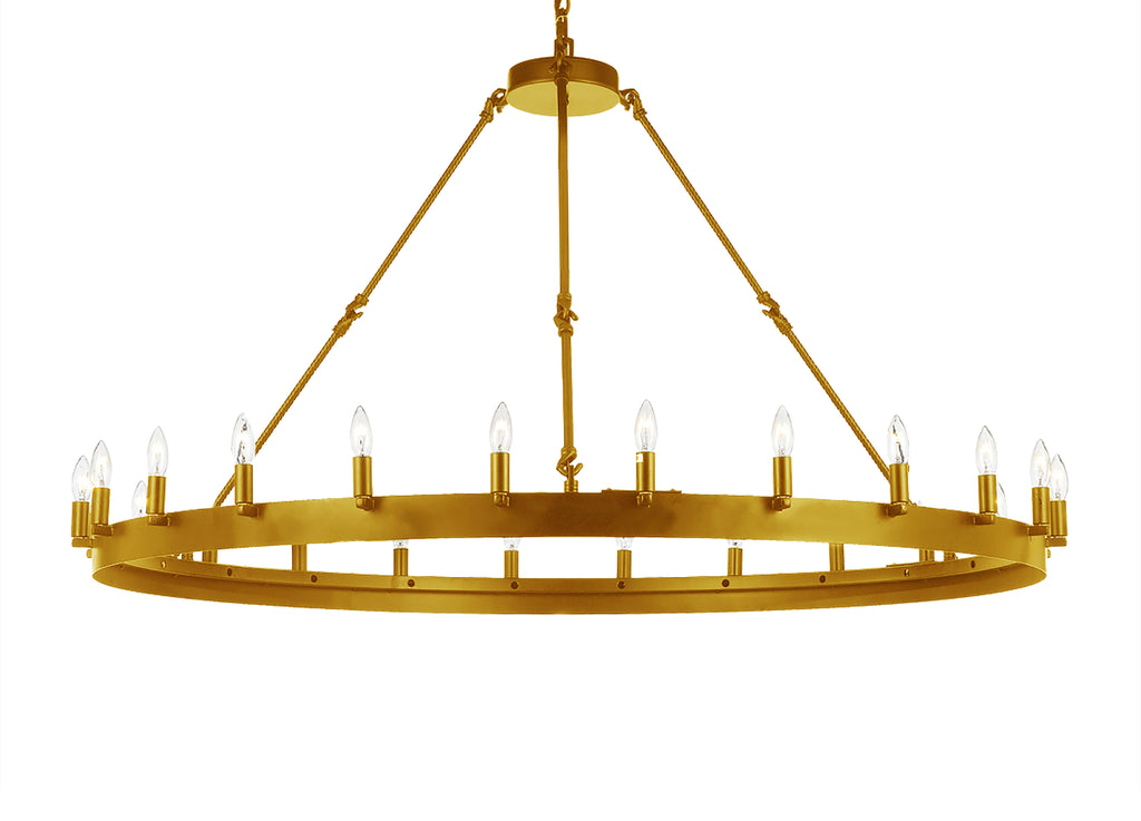 Wrought Iron Vintage Barn Metal Castile 1 Tier Chandelier Industrial Loft Rustic Lighting W 50" H 34" - G7-B48/CG/3428/24