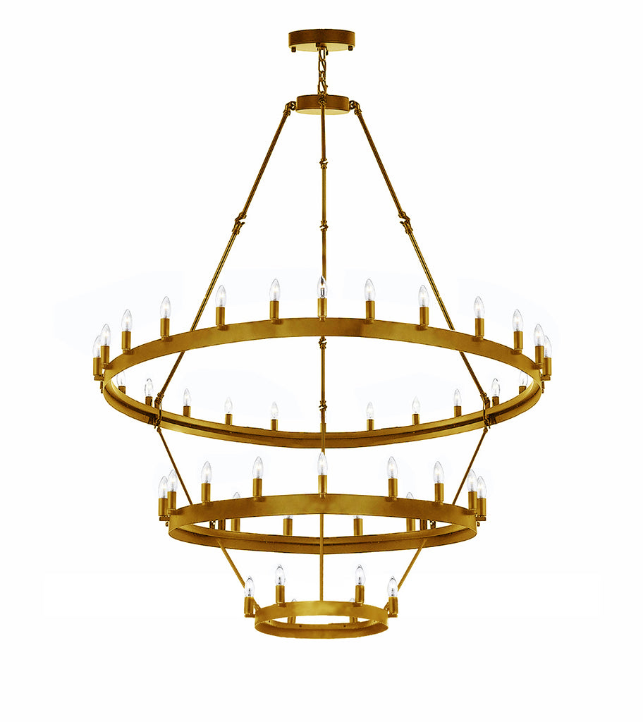 Wrought Iron Vintage Barn Metal Castile Three Tier Chandelier Chandeliers Industrial Loft Rustic Lighting W 38" H 65" - G7-CG/3428/18+12+6