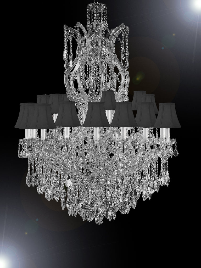 Maria Theresa Crystal Lighting Chandeliers Dressed With Crystal H 50" W 37" W... - G83-Sc/Blackshade/Cs/2232/24+1Sw