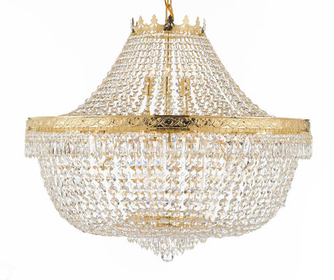 Nail Salon French Empire Crystal Chandelier Chandeliers Lighting - Great for the Dining Room, Foyer, Entryway, Family Room, Bedroom, Living Room and More! H 30" W 36" 25 Lights - A500-H30/CG/4199/25
