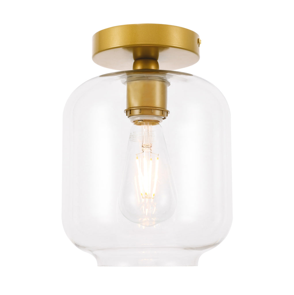 ZC121-LD2270BR - Living District: Collier 1 light Brass and Clear glass Flush mount